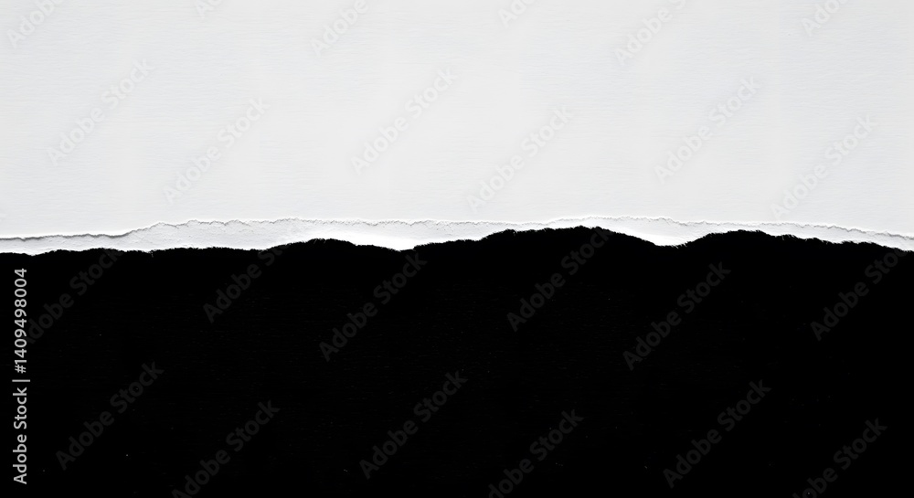 Naklejka premium Torn white paper reveals a black hole design with a ripped edge texture
