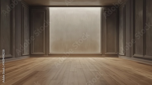 grey empty wall and wooden beige floor