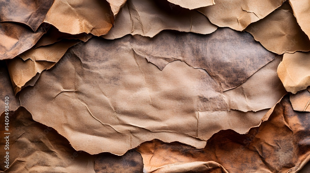 Naklejka premium Torn Brown Paper Texture Background Abstract Art