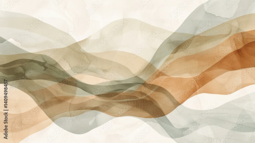 custom made wallpaper toronto digitalAbstract Watercolor Earth Tone Mountainscape Artwork for Interior Design and Elegant Wall Art
