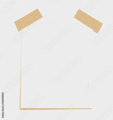 Blank white frame taped to wall mockup