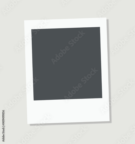 Blank white instant photo frame with gray center