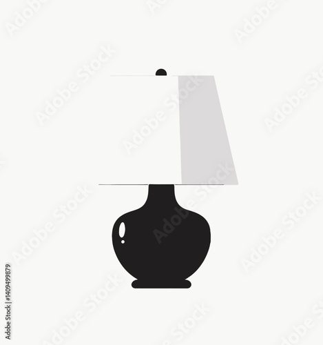 Black vase lamp with white shade illustration