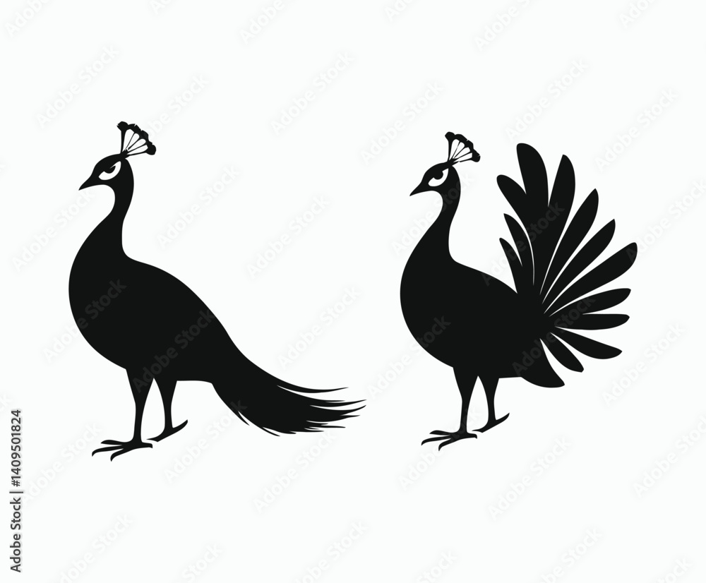 Fototapeta premium Animal Peacock Silhouette EPS Vector Template