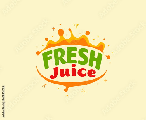 Fresh Juice logo with splash design on light yellow background