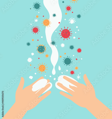 Handwashing with soap, virus protection, hygiene concept
