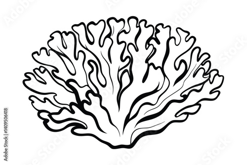 Black And White Vector Illustration Of Seaweed For Coloring Books Or Creative Designs Marine Theme