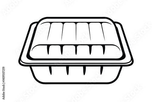 Styrofoam Food Container Outline Simple Graphic Black And White Illustration Packaging Design Isolated On White Perfect For Food Business