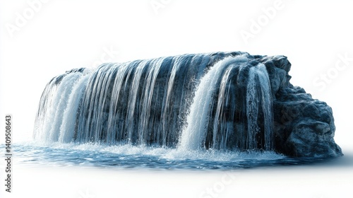strong flow of water on an isolated white background