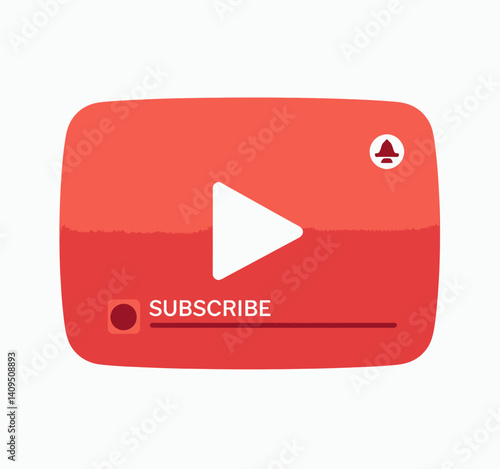 Red YouTube subscribe button with notification bell icon