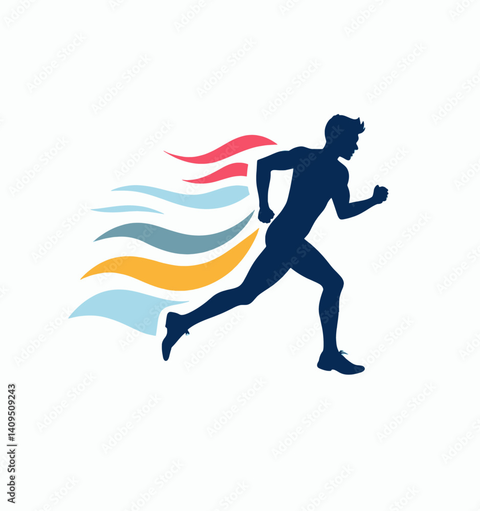 Runner Silhouette with Colorful Motion Trails Runner Silhouette with Colorful Motion Trails