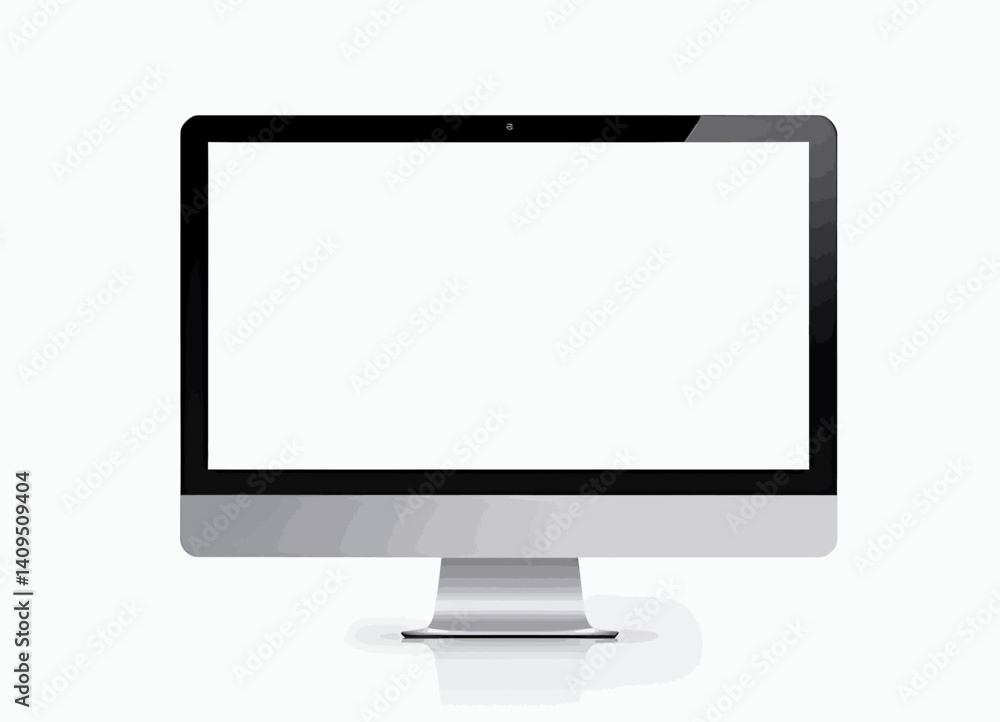 Silver Desktop Computer with Blank White Screen Silver Desktop Computer with Blank White Screen