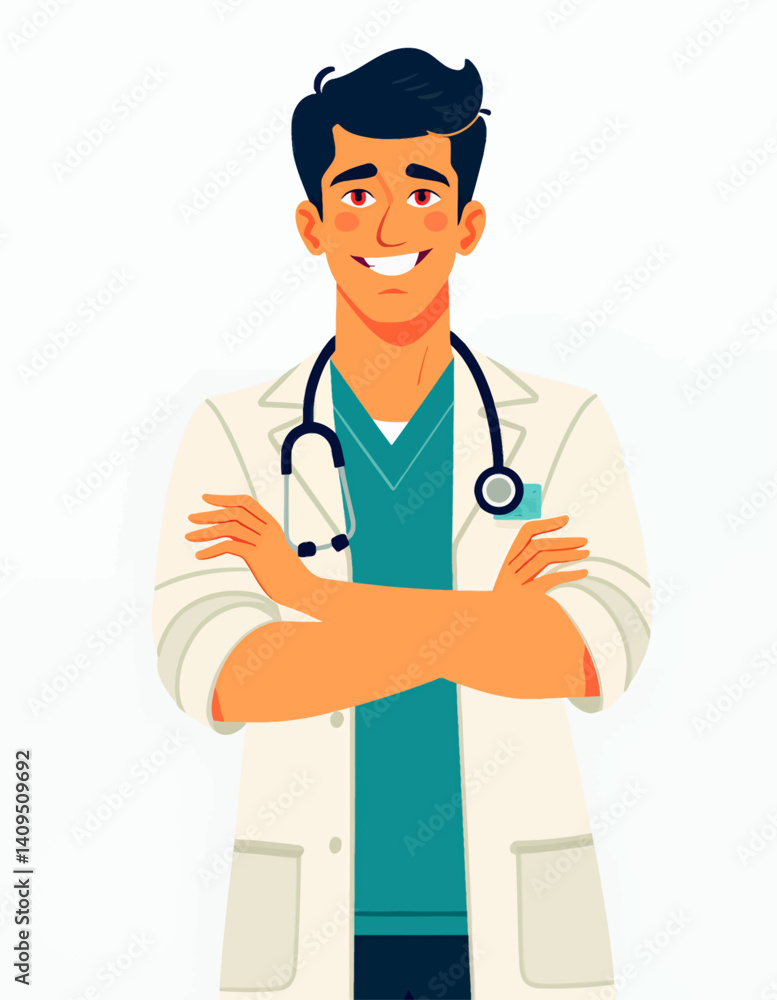 Smiling Doctor with Stethoscope and Arms Crossed Smiling Doctor with Stethoscope and Arms Crossed