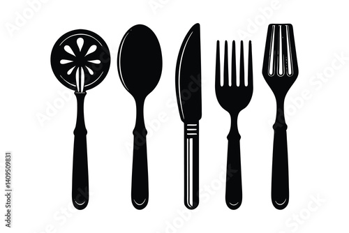 cutlery silhouette vector illustration on white background