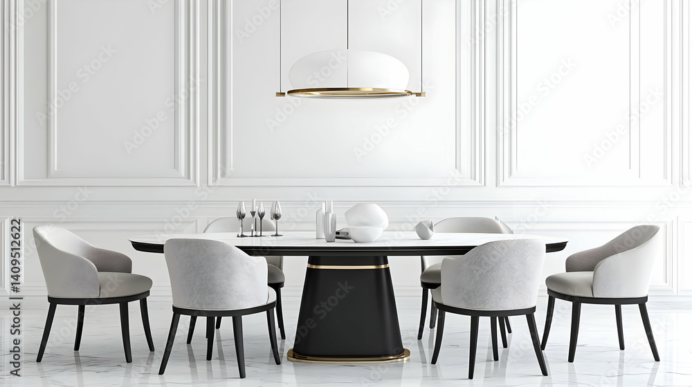 Elegant Dining Room with Modern Chairs and Sophisticated Decor Elegant Dining Room with Modern Chairs and Sophisticated Decor