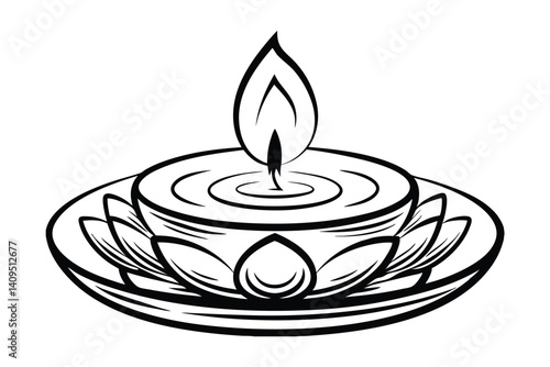Serene Lotus Candle Flame Tranquil Asian Spa Relaxation Symbol