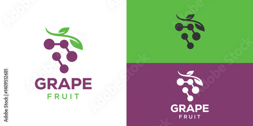 Simple grape fruit logo template. Vineyard logo design vector illustration.
