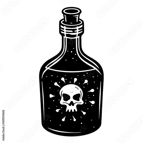 Poison bottle with skull vector silhouette