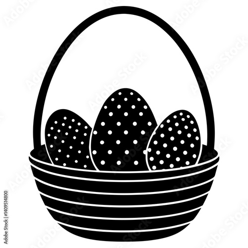 Easter eggs in a basket silhouette design