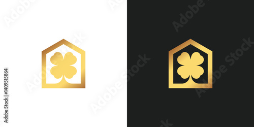 Home Clover with Gold Color Logo Design