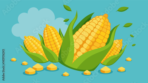 The corn cobs were shriveled up their kernels so dry they could easily crumble to dust.. Vector illustration