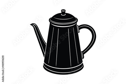 Tea kattle silhouette vector illustration
 isolated on white background
