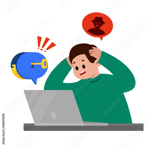 Mobile phone fraud with man as victim of scam vector illustration. Cartoon scammer talking to person to deceive, steal credit card or bank account password, old people trust thief. Online crime concep