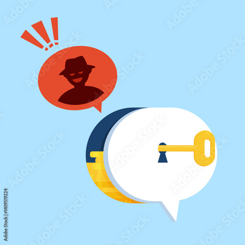 Phone bank scammer. Extortion money from credit debit card, protecting swindle attack on call or online banking app, financial fraud mask vector illustration. Online crime concep