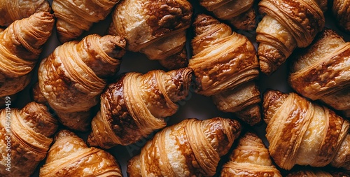 A pile of golden-brown croissants