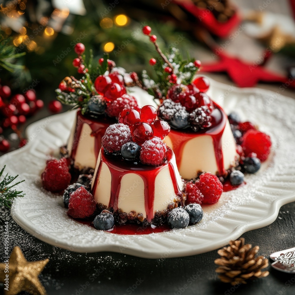 Pudding and Christmas fruit cake on a white platter. in closeup. Pudding and Christmas fruit cake on a white platter. in closeup.