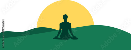 Meditation and yoga day silhouette illustration