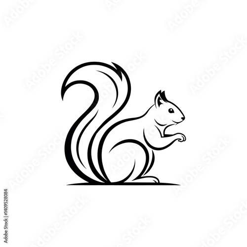 squirrel silhouette logo vector line art logo design
