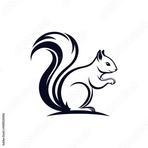 squirrel silhouette logo vector line art logo design
