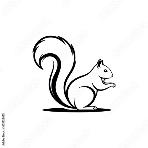 squirrel silhouette logo vector line art logo design
