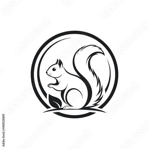 squirrel silhouette logo vector line art logo design
