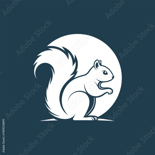 squirrel silhouette logo vector line art logo design

