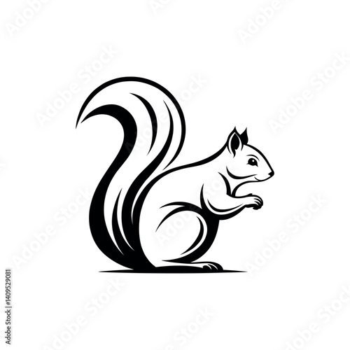 squirrel silhouette logo vector line art logo design
