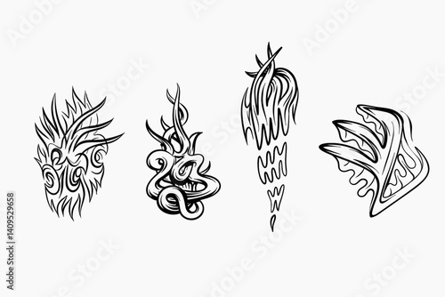 Random Shapes Organic Doodle  Set. Outline 2d vector image. Sticker for social media. Backdrop.