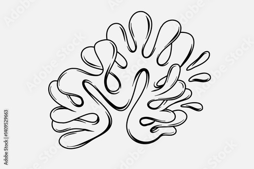 Random Shapes Organic Doodle Blobs. Outline 2d vector image. Sticker for social media. Backdrop.