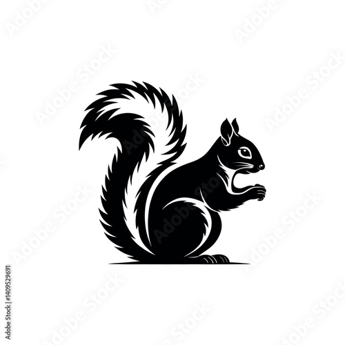 squirrel silhouette logo vector line art logo design
