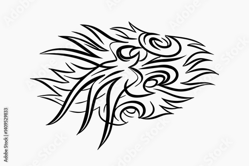 Random Shapes Organic Black doodle. Outline 2d vector image. Sticker for social media. Backdrop.