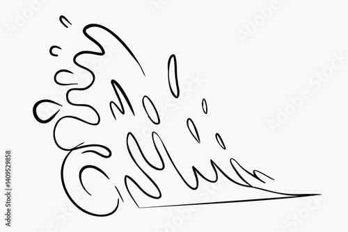 Random Shapes Organic water wave. Outline 2d vector image. Sticker for social media. Backdrop.