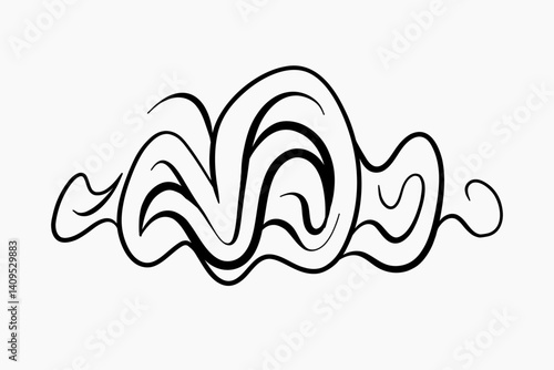 Random Shapes Organic Black doodle. Outline 2d vector image. Sticker for social media. Backdrop.