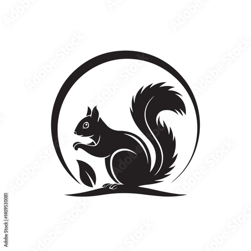 squirrel silhouette logo vector line art logo design
