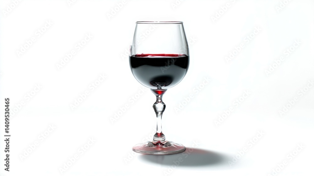 Elegant glass of red wine isolated against a crisp white background. Elegant glass of red wine isolated against a crisp white background.