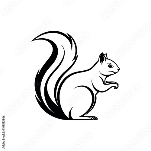 squirrel silhouette logo vector line art logo design
