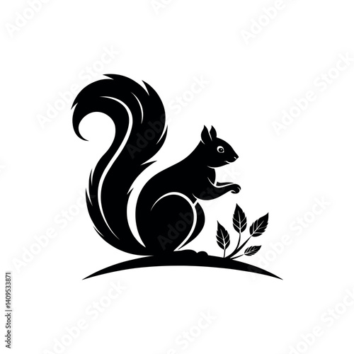 squirrel silhouette logo vector line art logo design
