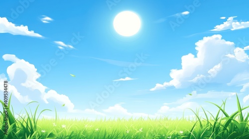 Vibrant summer meadow under a clear sky.