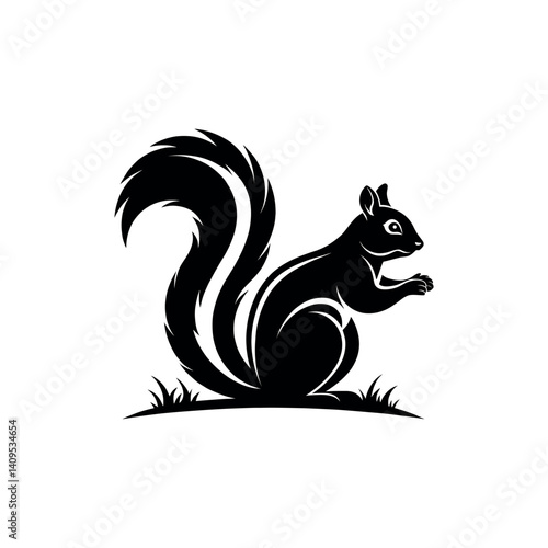 squirrel silhouette logo vector line art logo design
