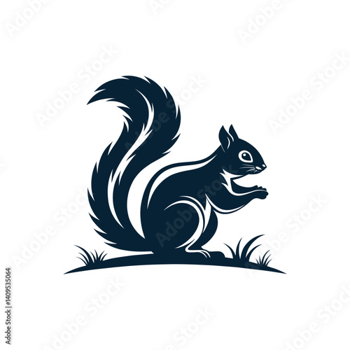 squirrel silhouette logo vector line art logo design
